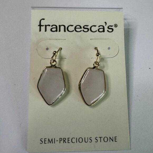 NWT 2 Pair Francesca's Earrings,1 Pr. Semi-precious stone & 1 Pr. Green Leaf - Picture 2 of 7